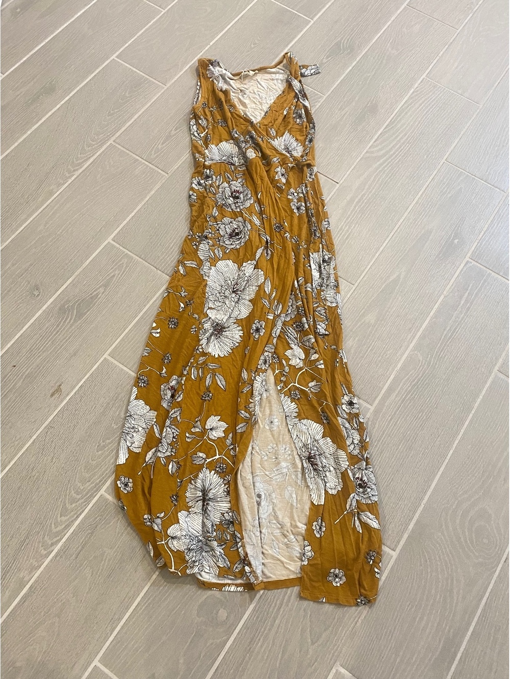Mustard Yellow Floral Maxi Dress Size Small